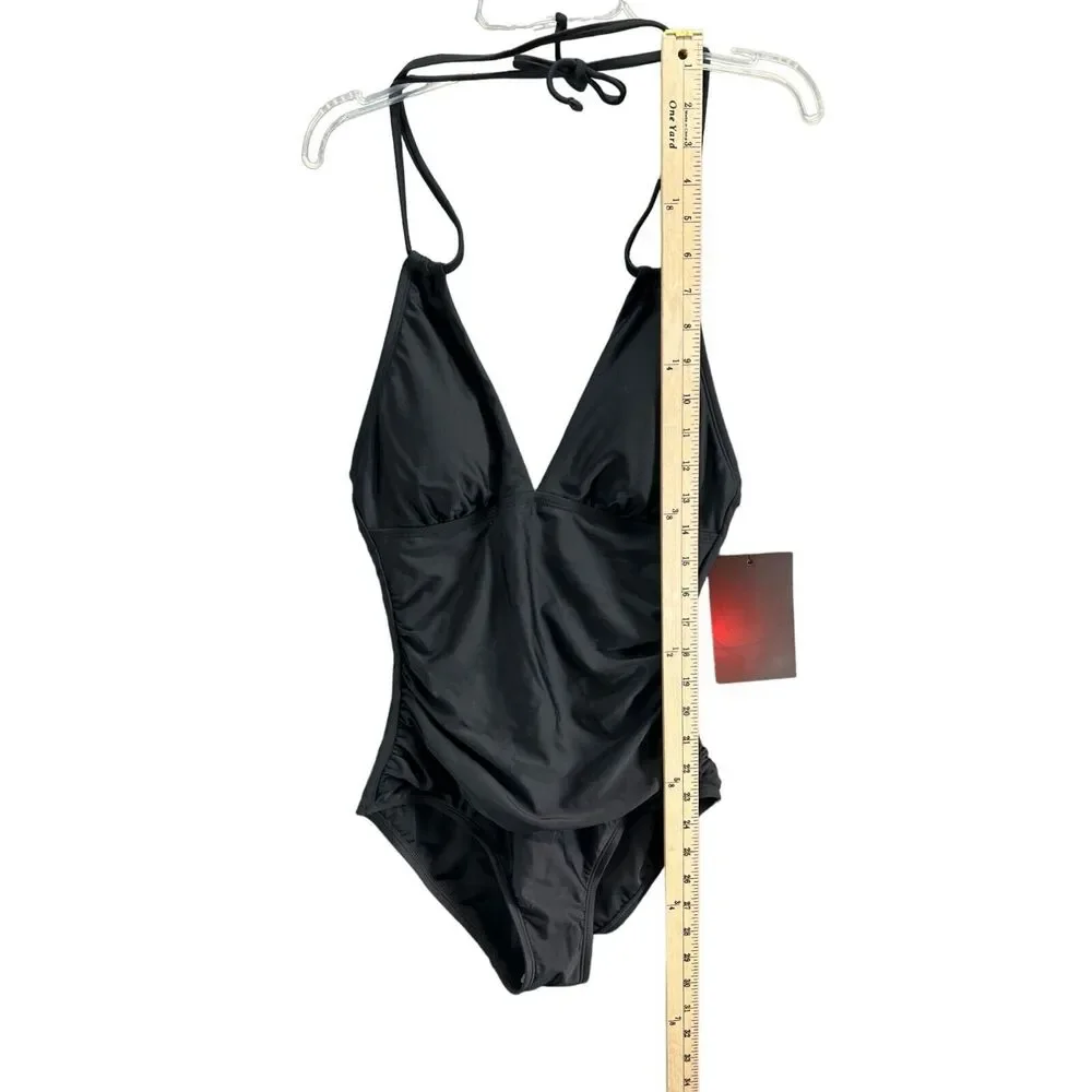 Espidoo Swimsuit Women S Black Padded One Piece Adjustable Ruched Beach Vacation
